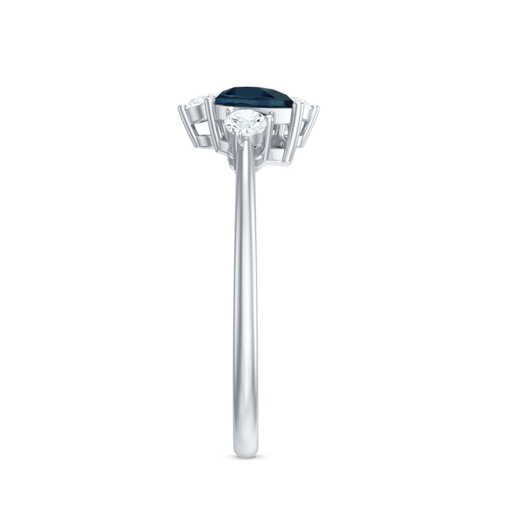 Genuine London Blue Topaz and Diamond 2 Stone Promise Ring