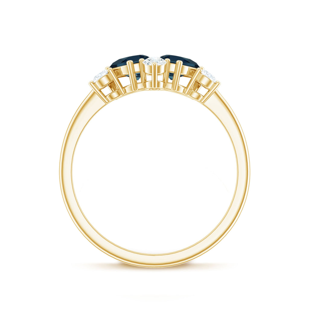 Genuine London Blue Topaz and Diamond 2 Stone Promise Ring