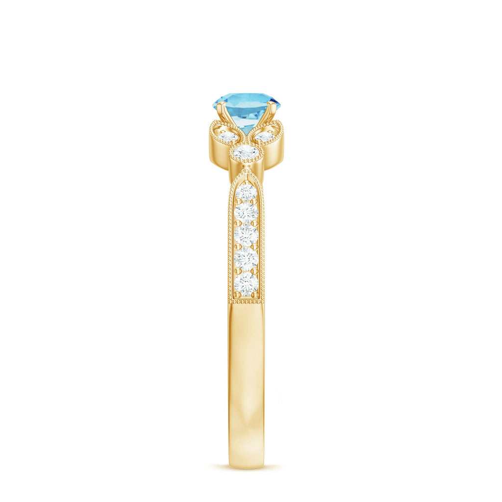 Natural Aquamarine Diamond Engagement Ring With Certificate