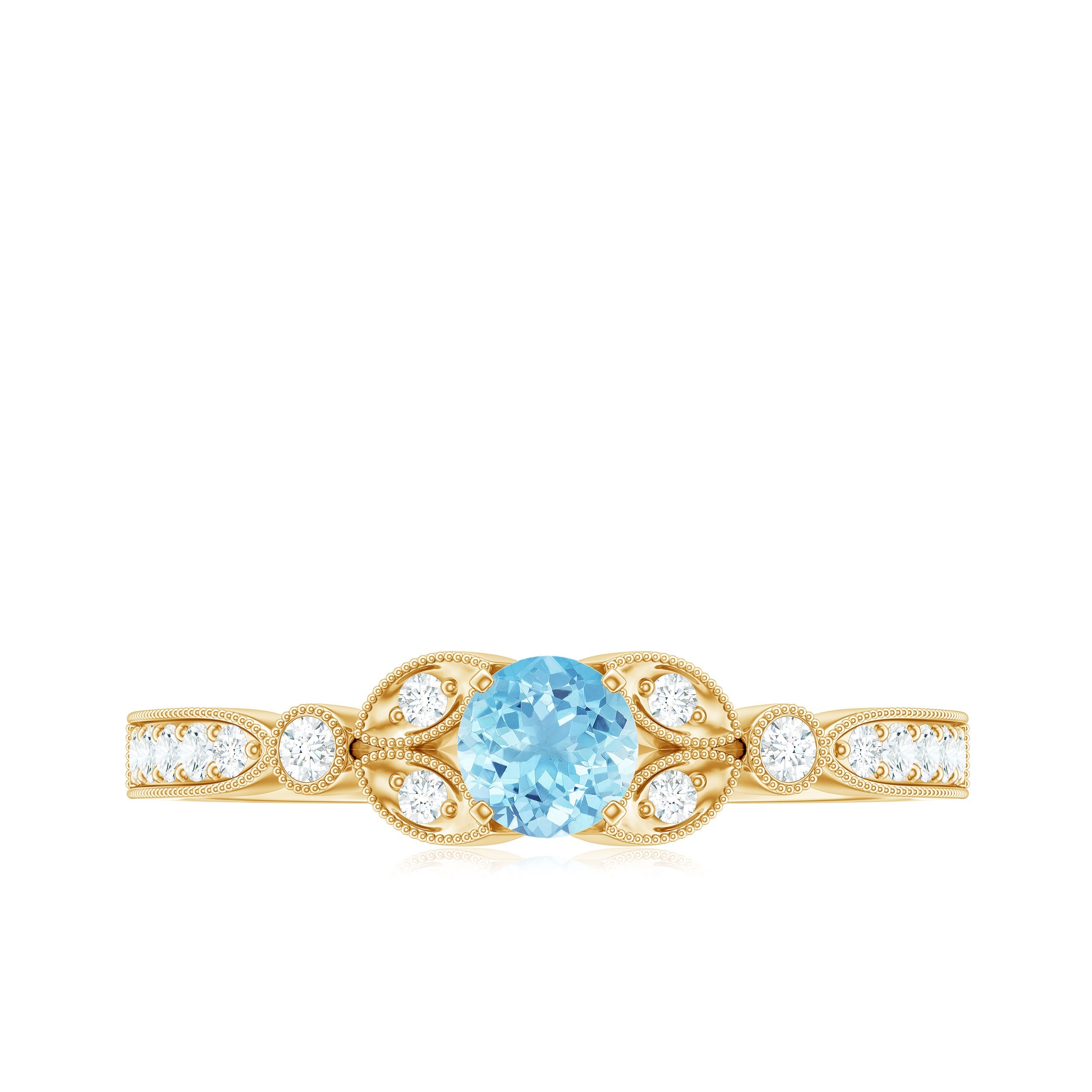 Natural Aquamarine Diamond Engagement Ring With Certificate