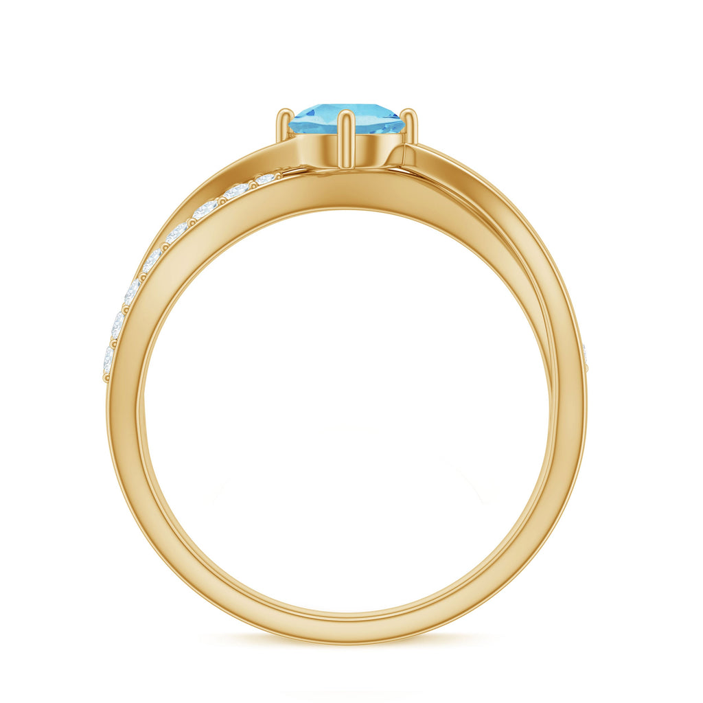 Genuine Aquamarine Engagement Ring with Diamond Infinity Shank