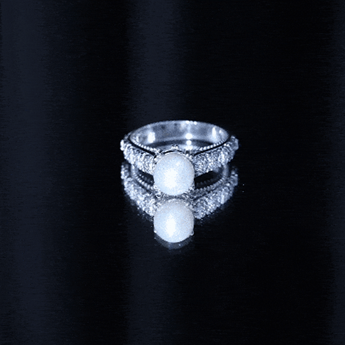 Nature Inspired 7.4 Carat Freshwater Pearl Diamond Engagement Ring