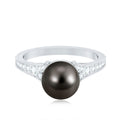 7.5 Carat Tahitian Black Pearl Cathedral Engagement Ring with Diamonds