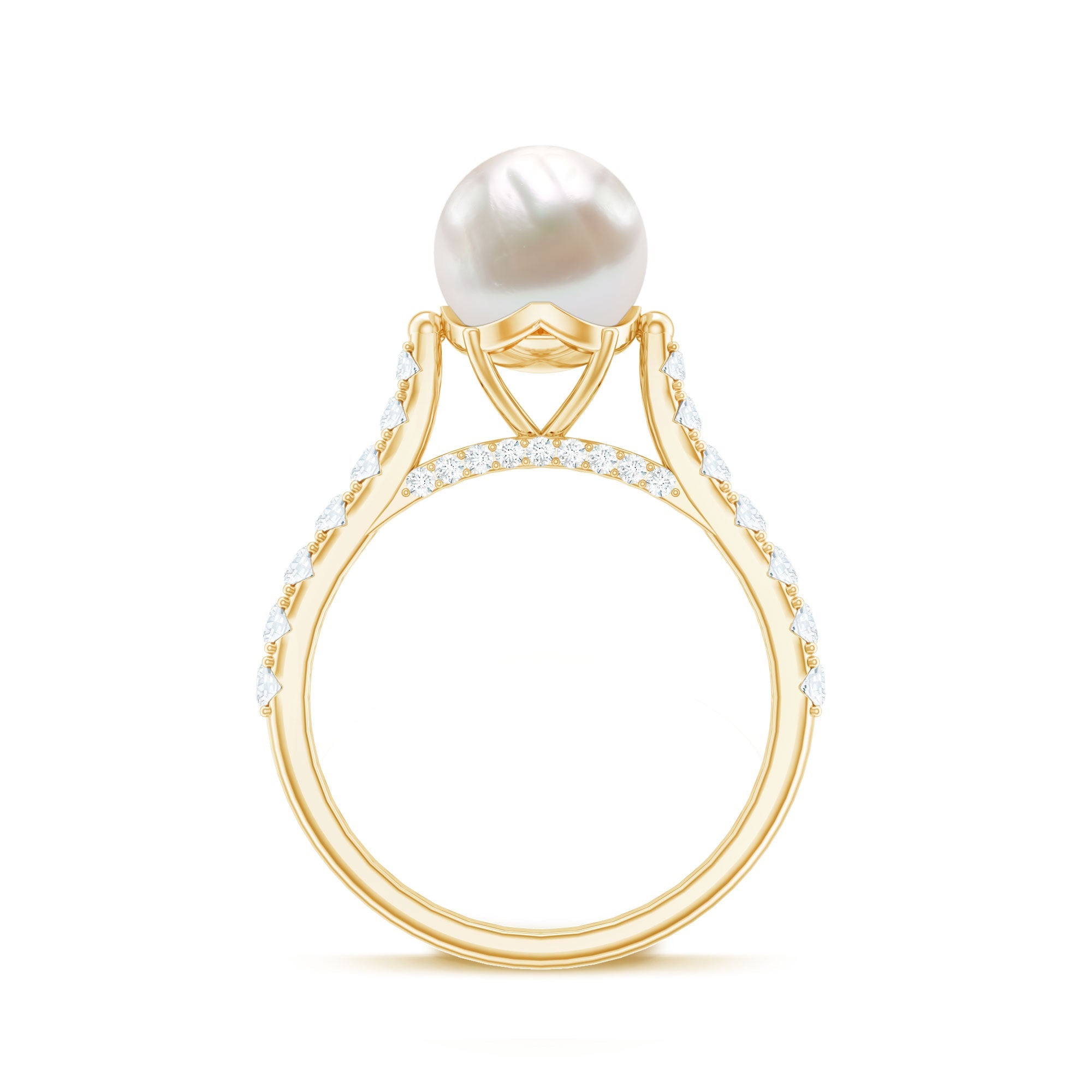 Cultured 7.4 Carat Freshwater Pearl Engagement Ring with Diamond
