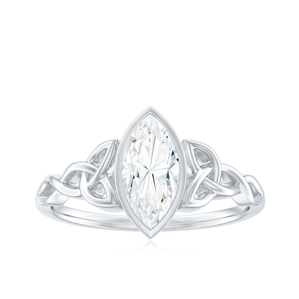Moissanite 5x10mm Marquise Cut Engagement Ring in Bezel Setting