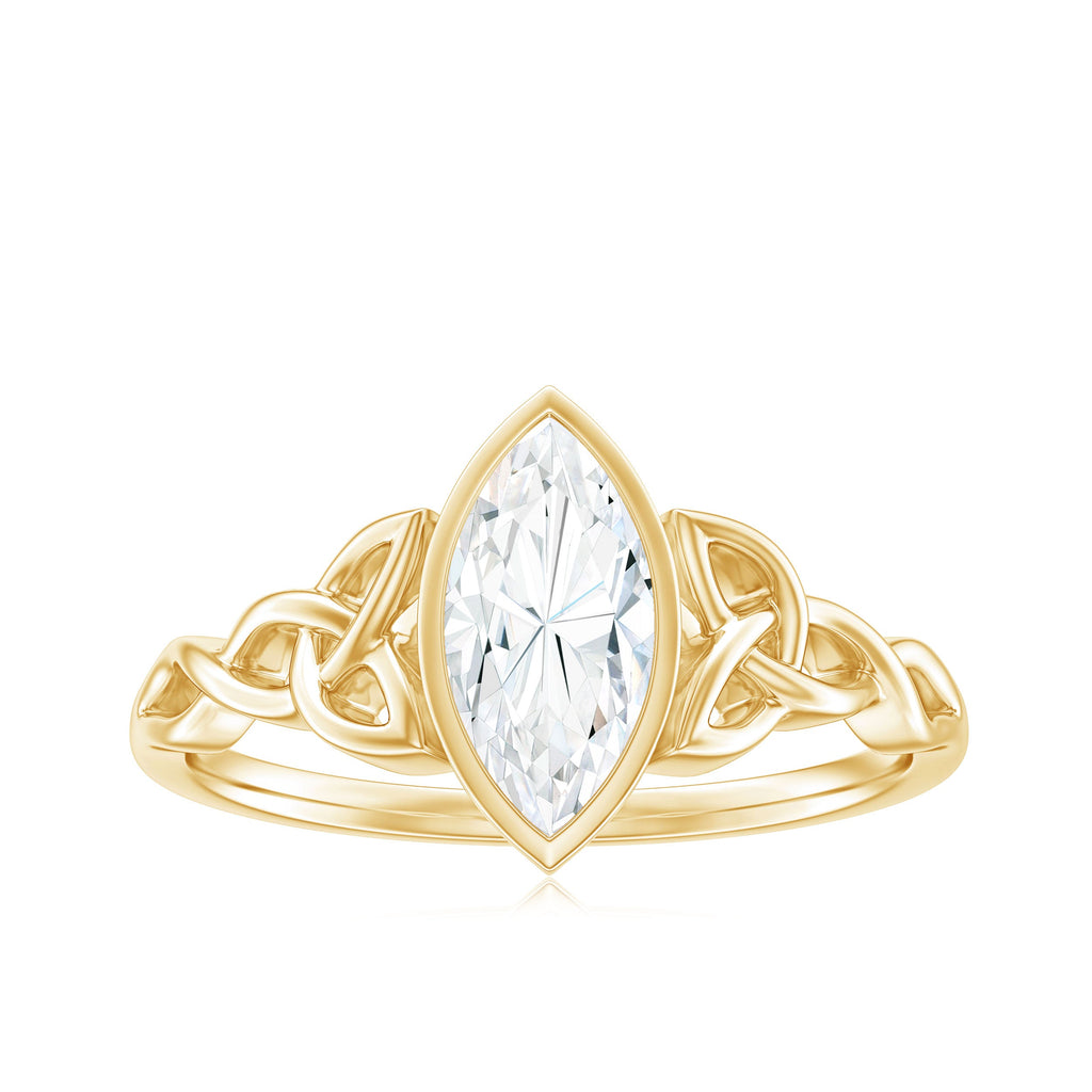 Moissanite 5x10mm Marquise Cut Engagement Ring in Bezel Setting