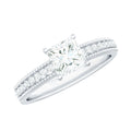 Moissanite Solitaire Engagement Ring with Princess Cut