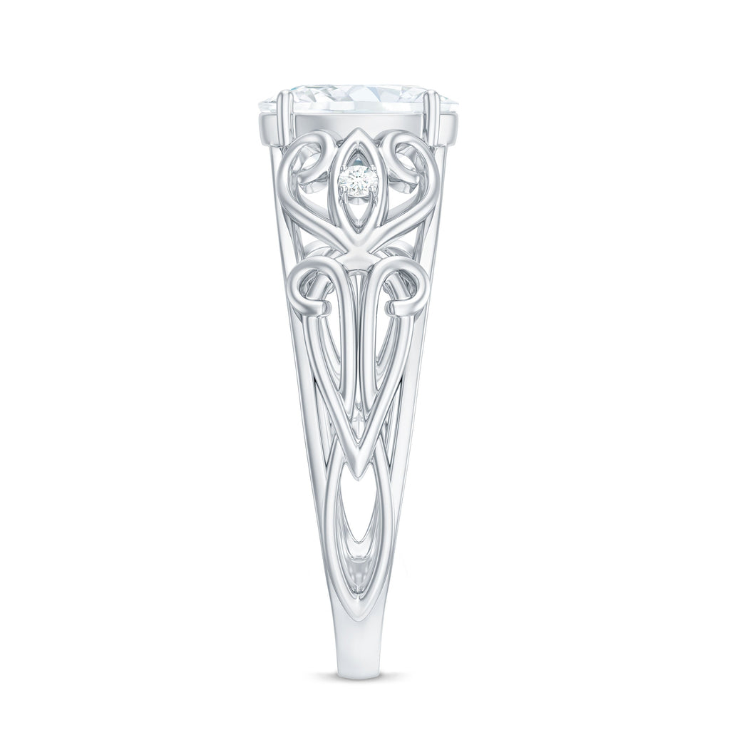 6X8 mm Oval Cut Vintage Inspired Moissanite Filigree Engagement Ring