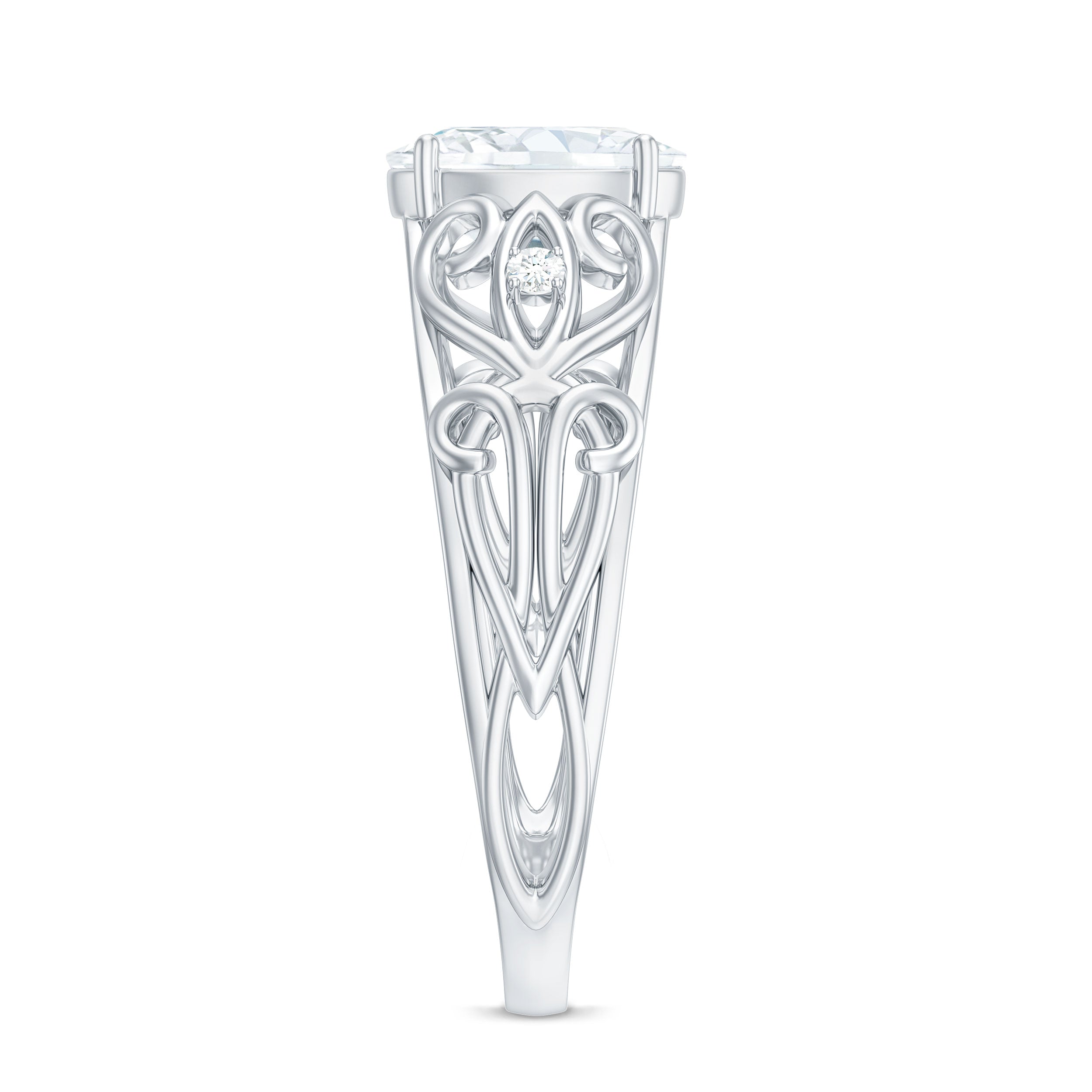 6X8 mm Oval Cut Vintage Inspired Moissanite Filigree Engagement Ring