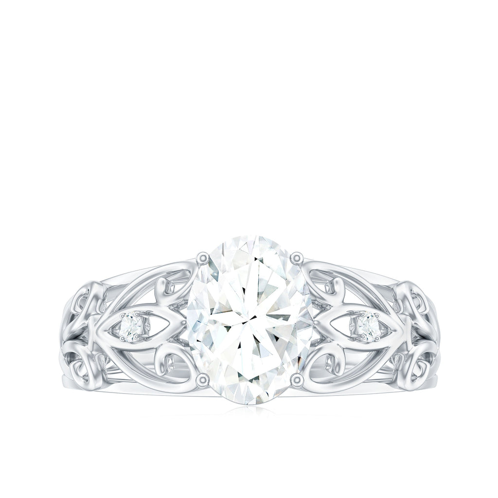 6X8 mm Oval Cut Vintage Inspired Moissanite Filigree Engagement Ring
