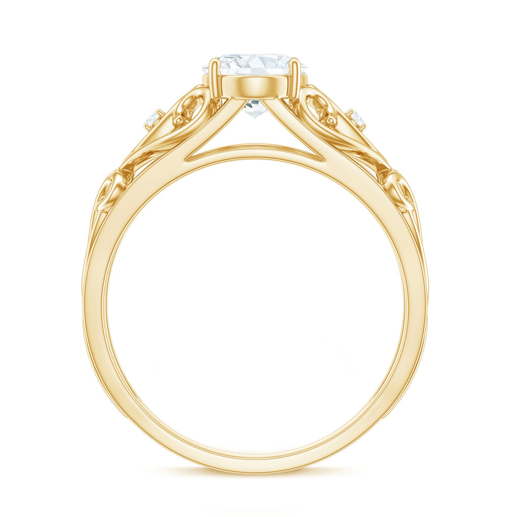 6X8 mm Oval Cut Vintage Inspired Moissanite Filigree Engagement Ring