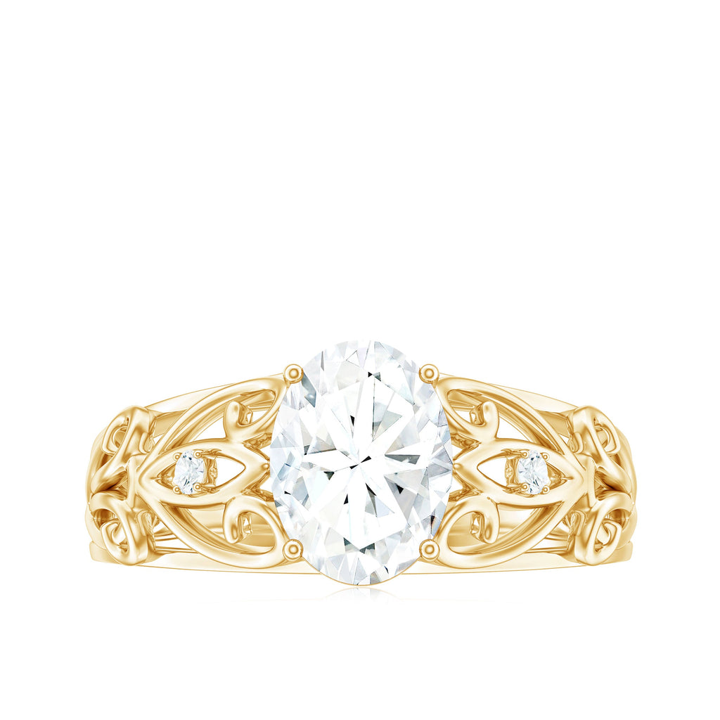 6X8 mm Oval Cut Vintage Inspired Moissanite Filigree Engagement Ring