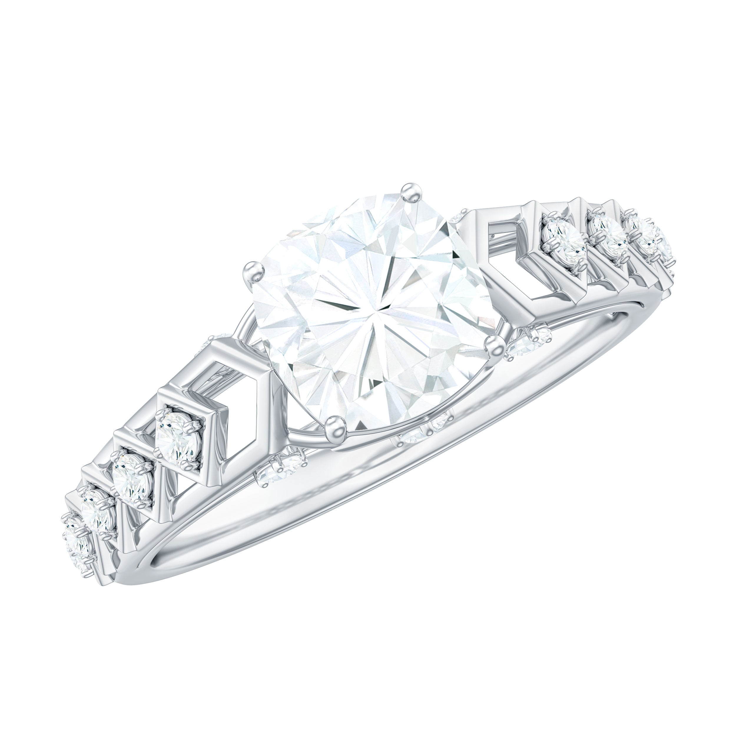 6mm Cushion Cut Certified Moissanite Solitaire Engagement Ring