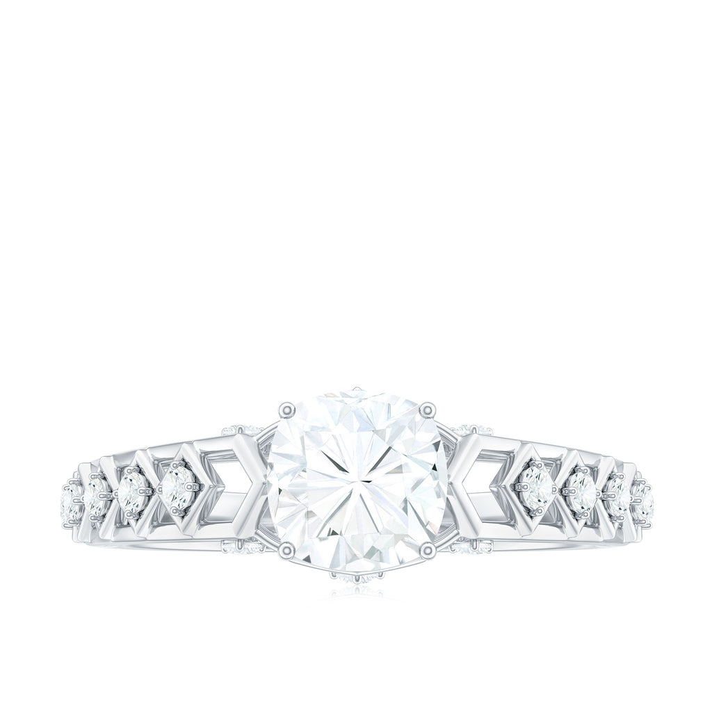 6mm Cushion Cut Certified Moissanite Solitaire Engagement Ring