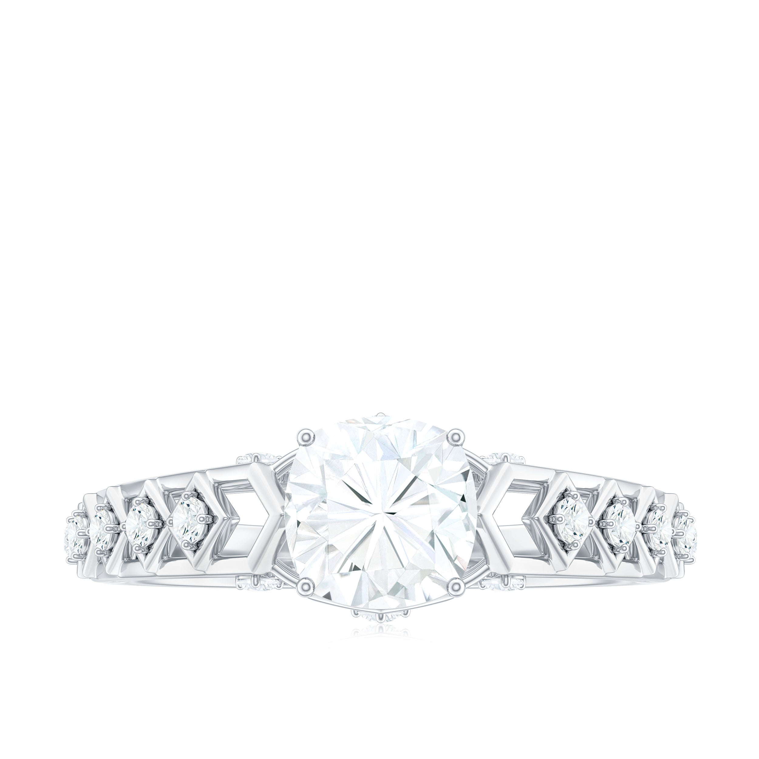 6mm Cushion Cut Certified Moissanite Solitaire Engagement Ring