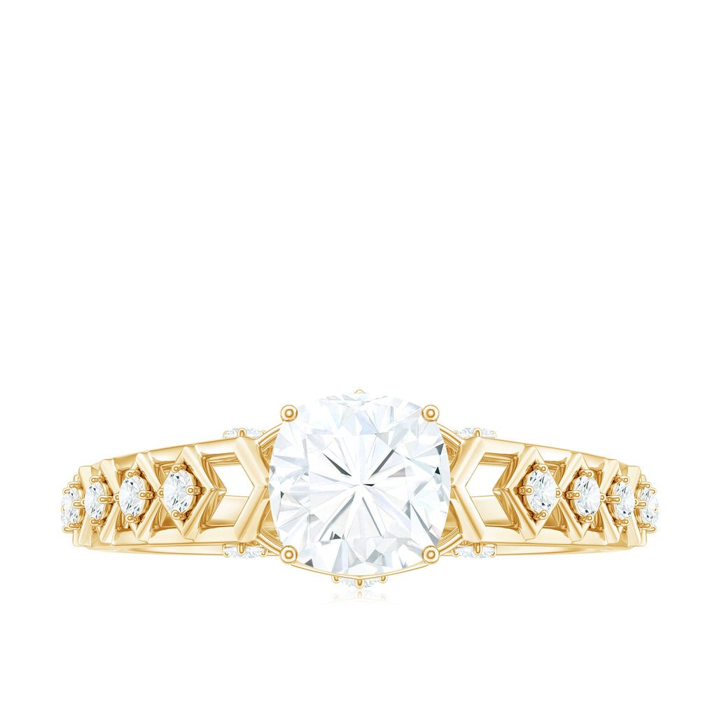 6mm Cushion Cut Certified Moissanite Solitaire Engagement Ring