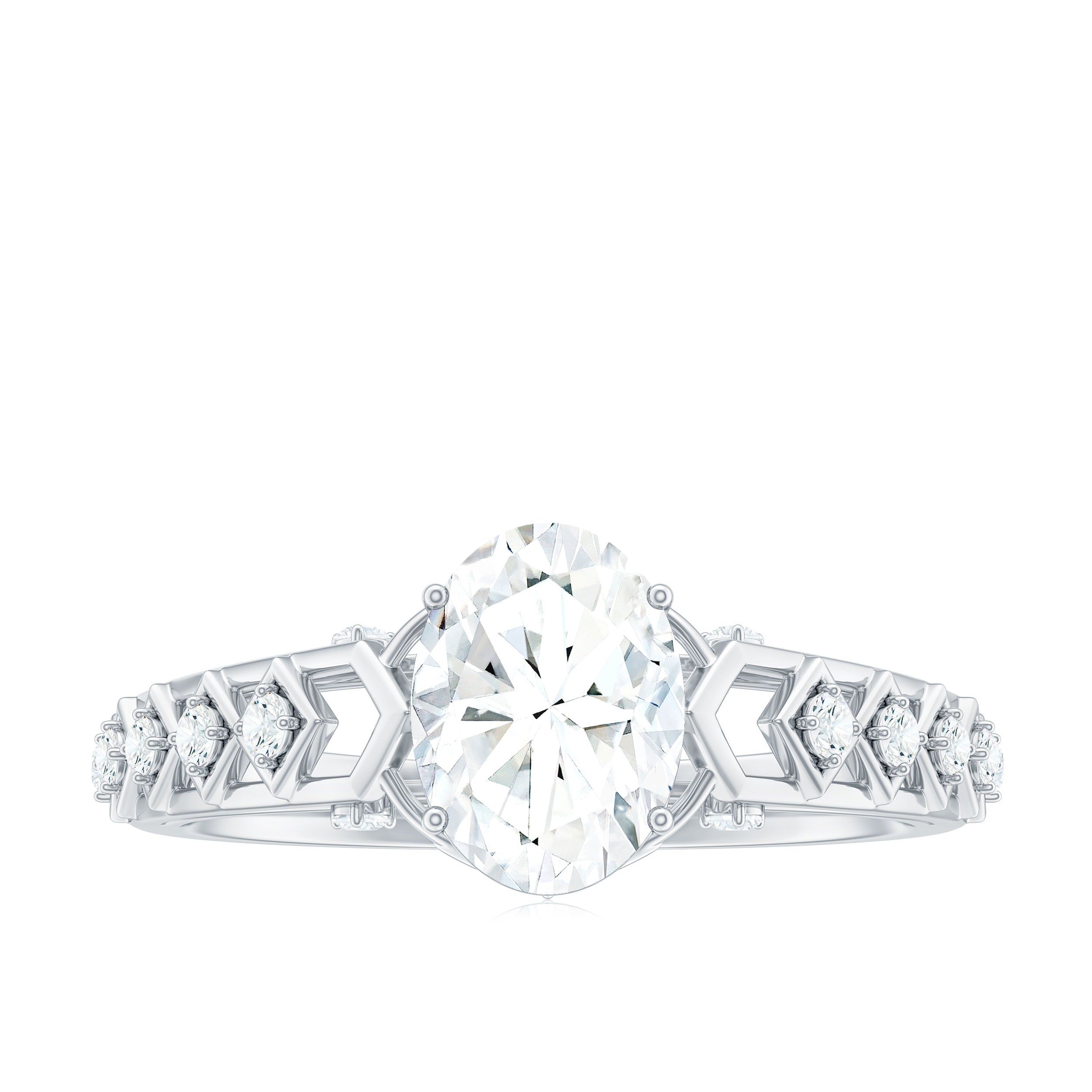 6x8mm Oval Cut Moissanite Solitaire Engagement Ring