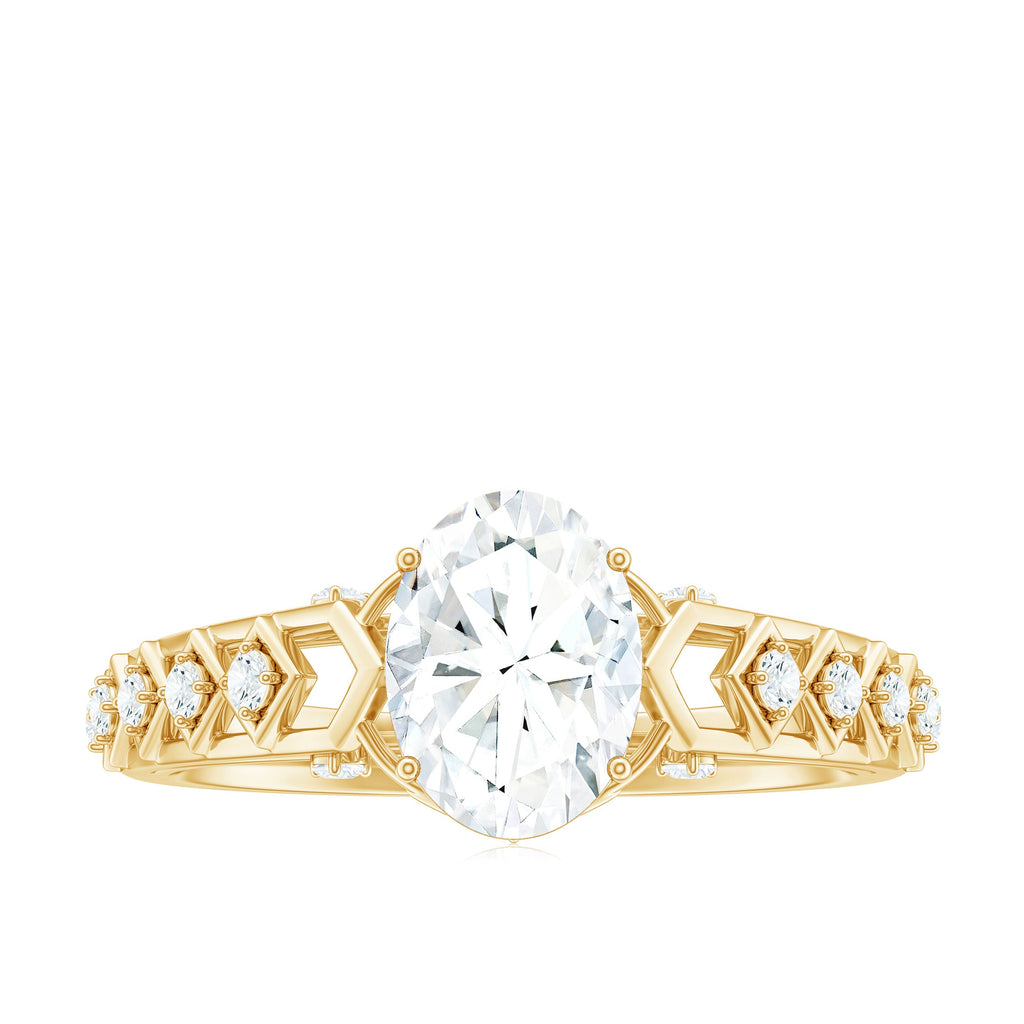 6x8mm Oval Cut Moissanite Solitaire Engagement Ring