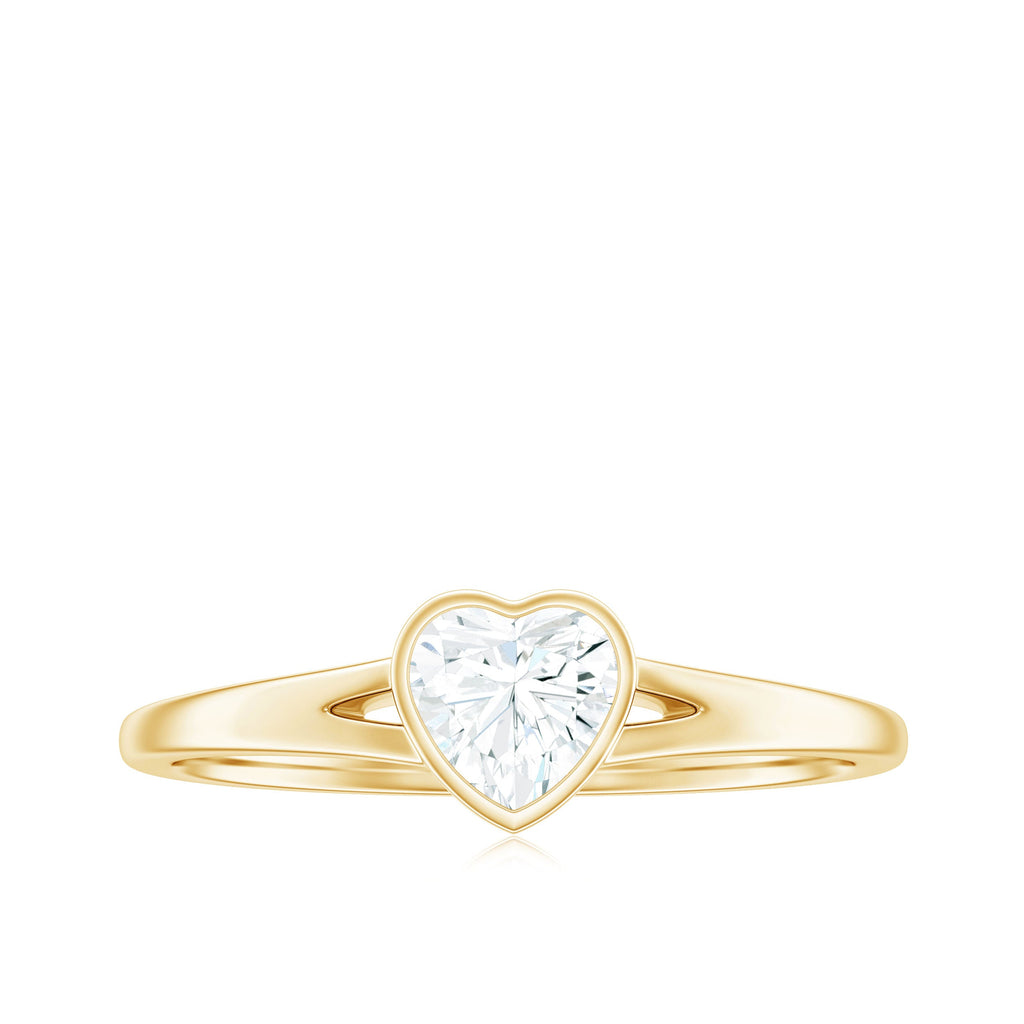 5mm Heart Shape Moissanite Solitaire Ring with Split Shank