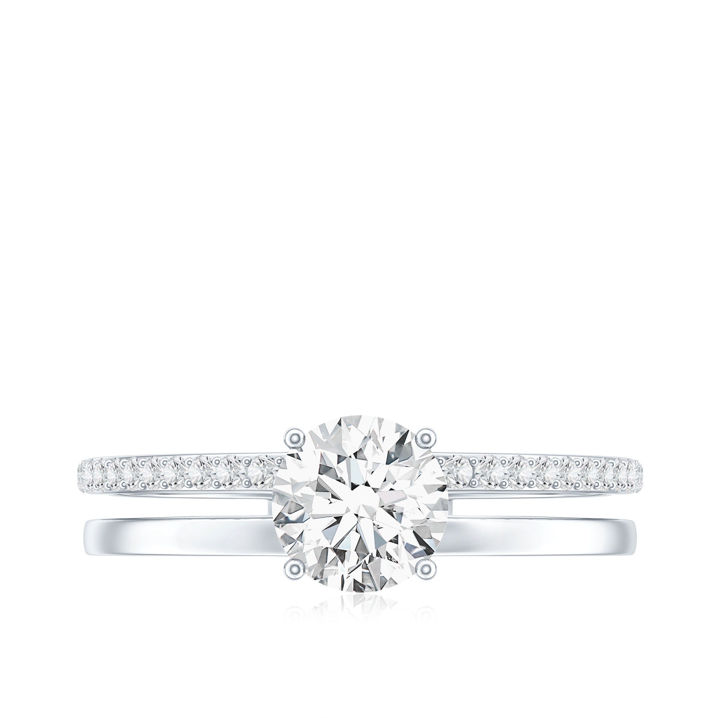 6 mm Round Moissanite Double Band Engagement Ring