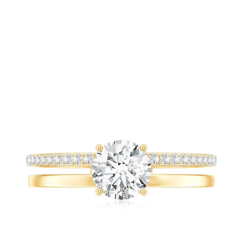 6 mm Round Moissanite Double Band Engagement Ring