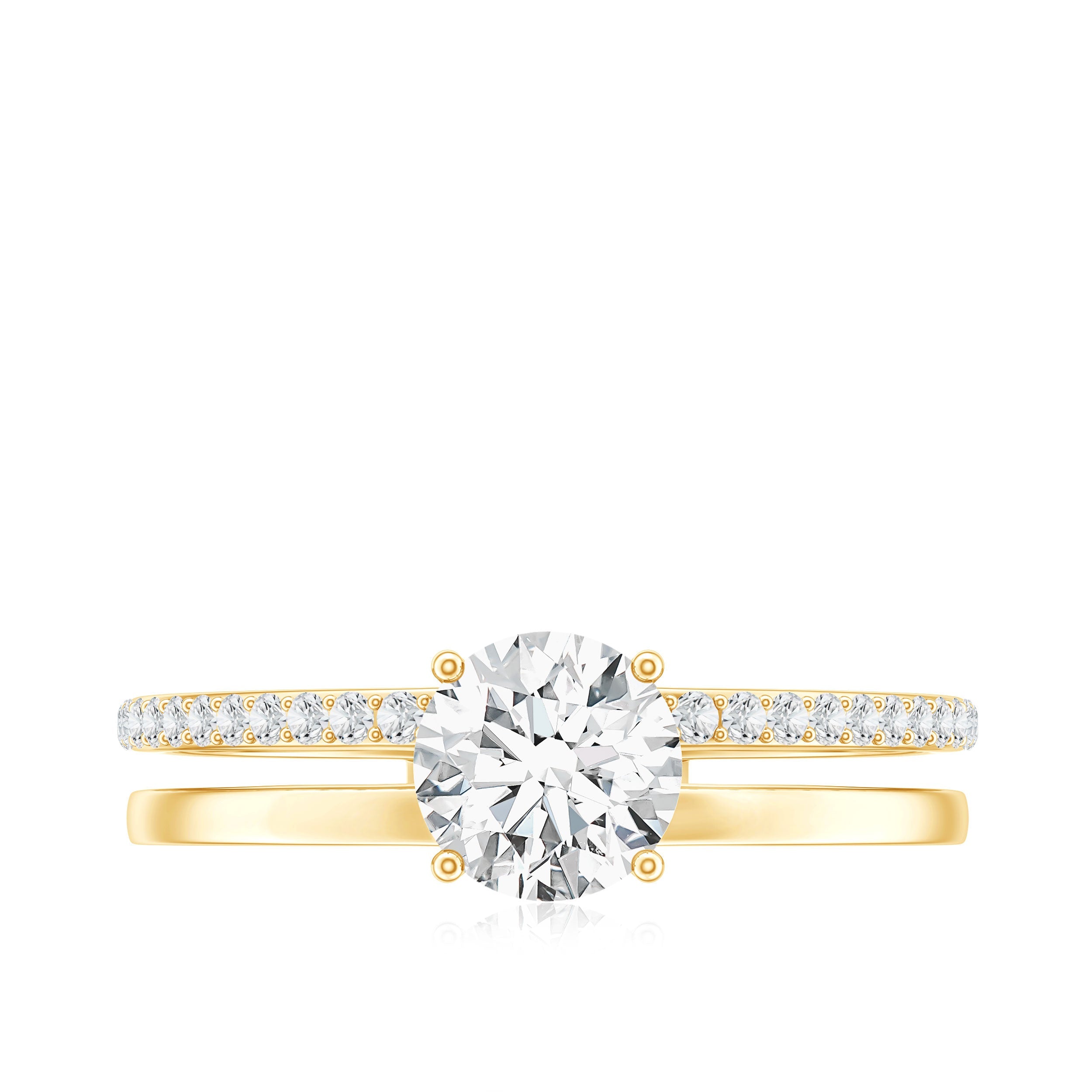 6 mm Round Moissanite Double Band Engagement Ring