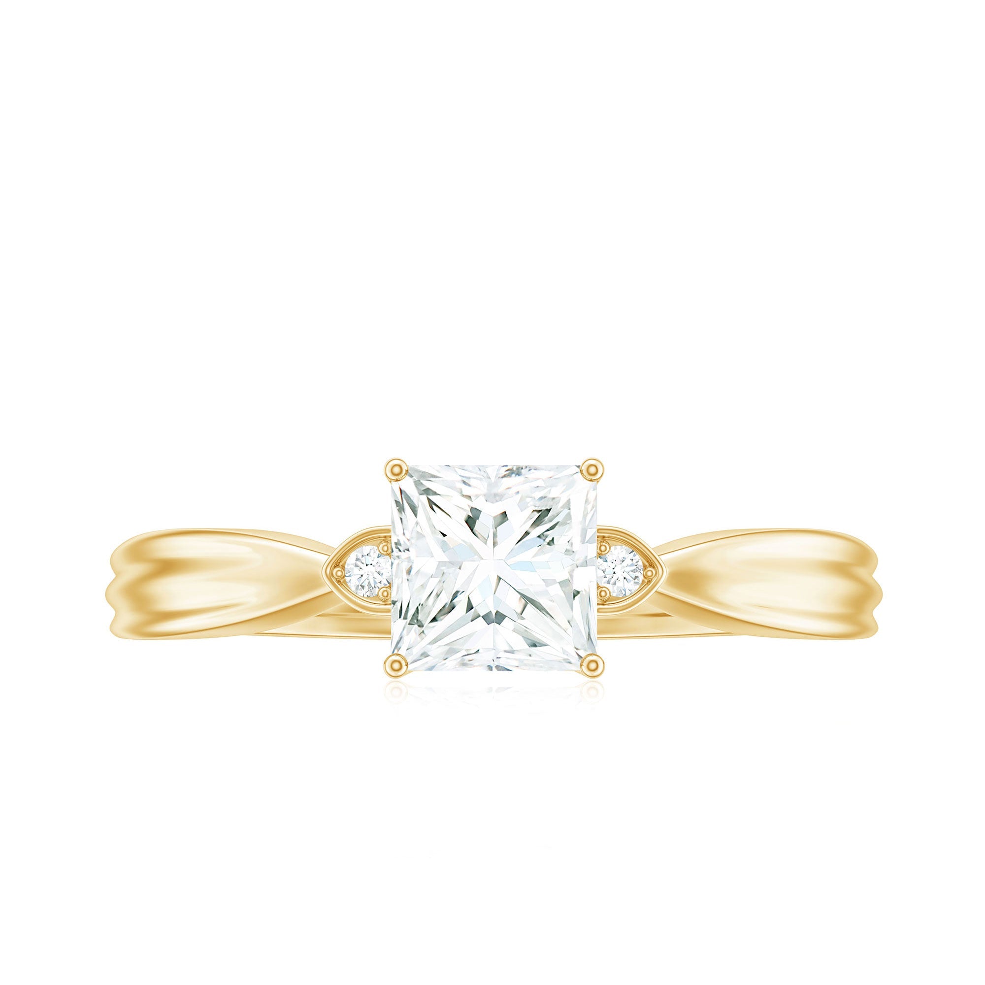 5MM Princess Cut Moissanite Solitaire Promise Ring for Her