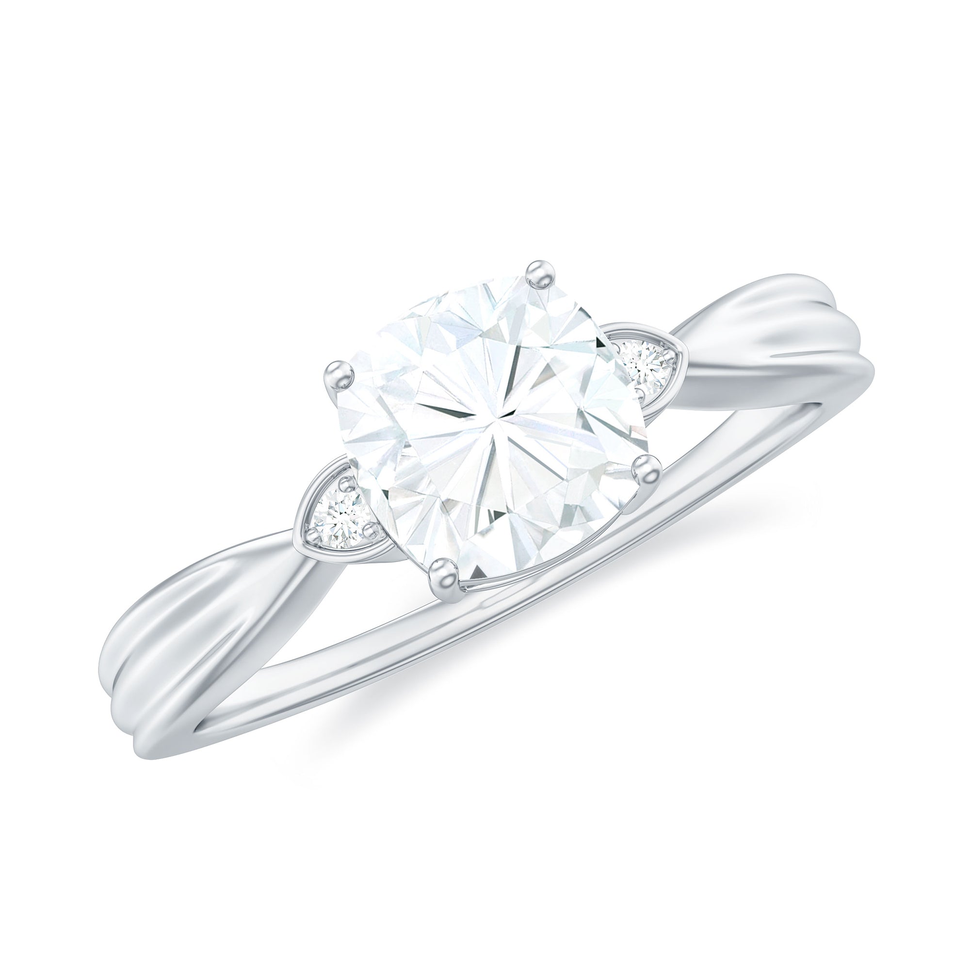 Brilliant Cut 6mm Moissanite Cushion Engagement Ring