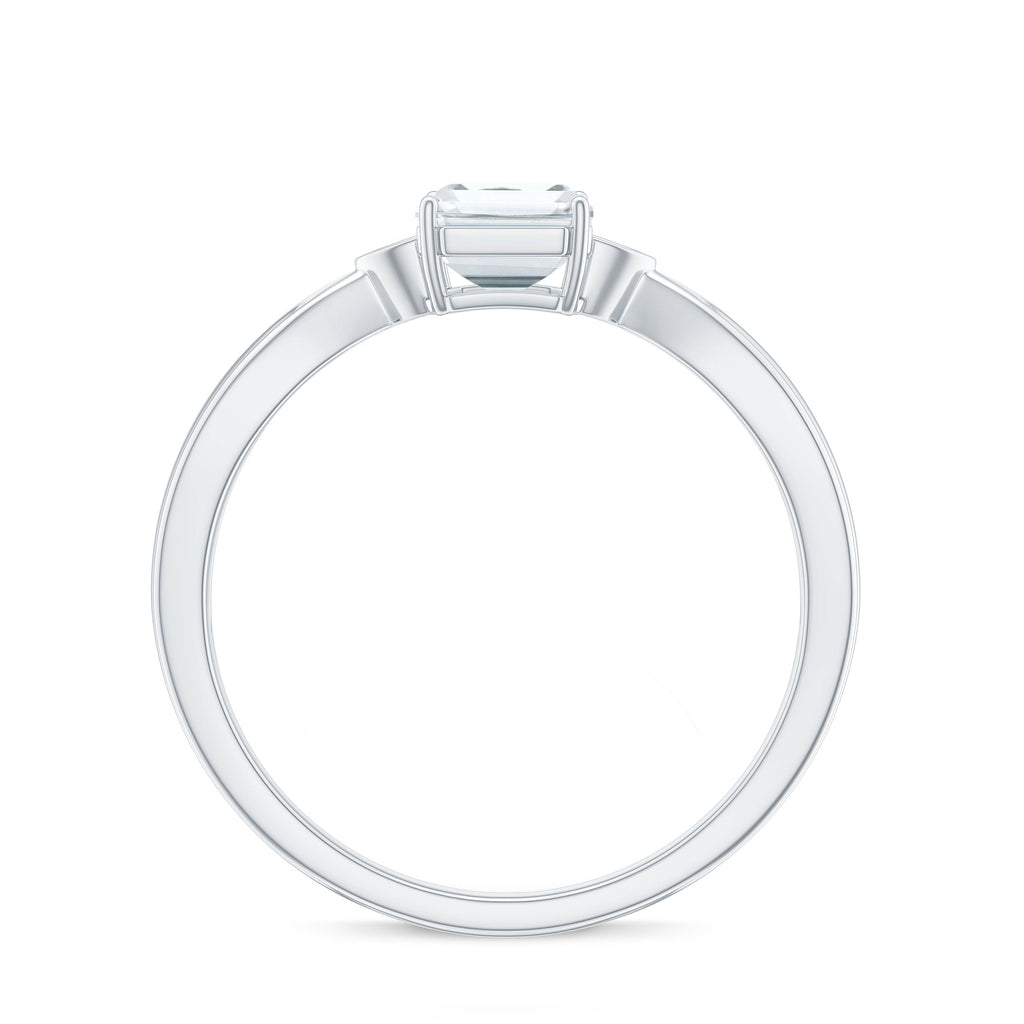 6x8mm Emerald Cut Certified Moissanite Engagement Ring for Women