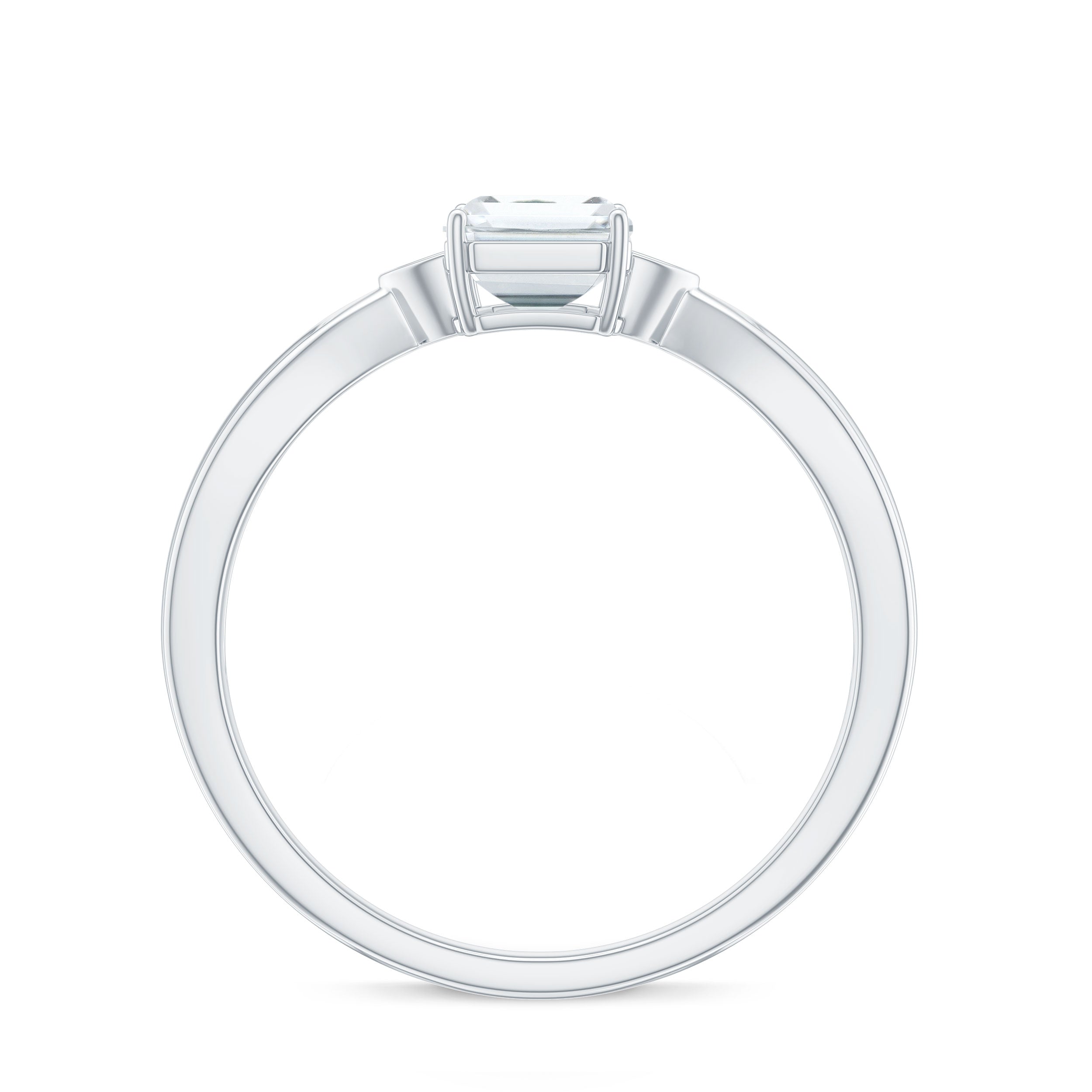 6x8mm Emerald Cut Certified Moissanite Engagement Ring for Women