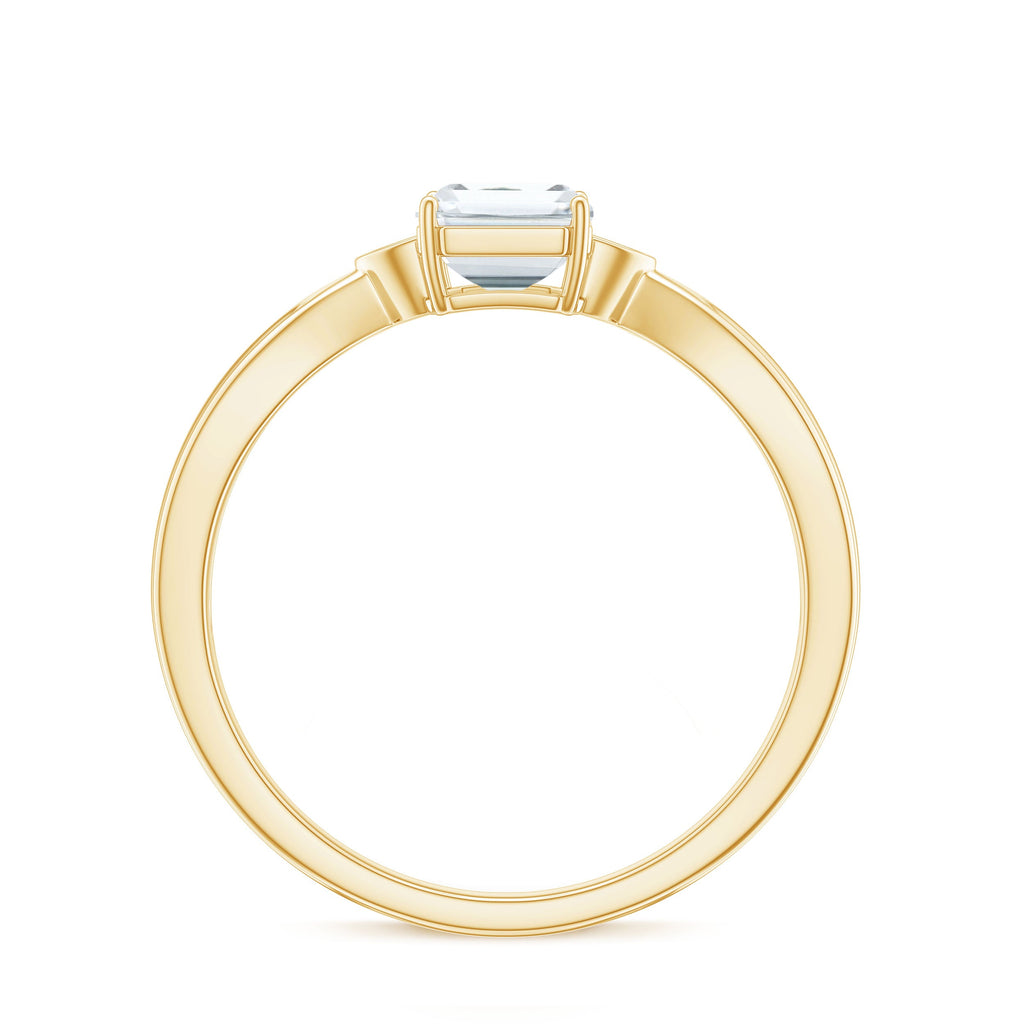 6x8mm Emerald Cut Certified Moissanite Engagement Ring for Women