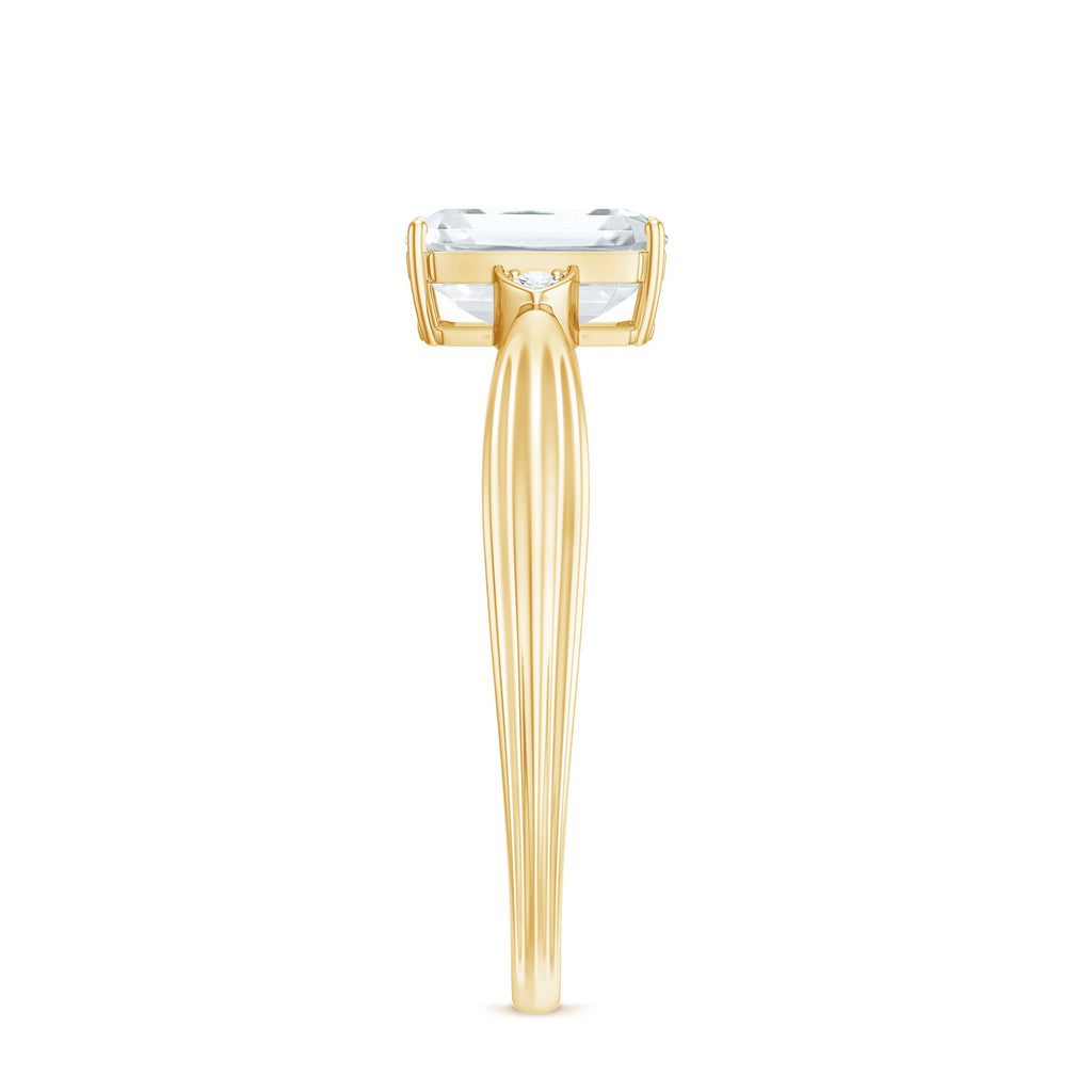 6x8mm Emerald Cut Certified Moissanite Engagement Ring for Women