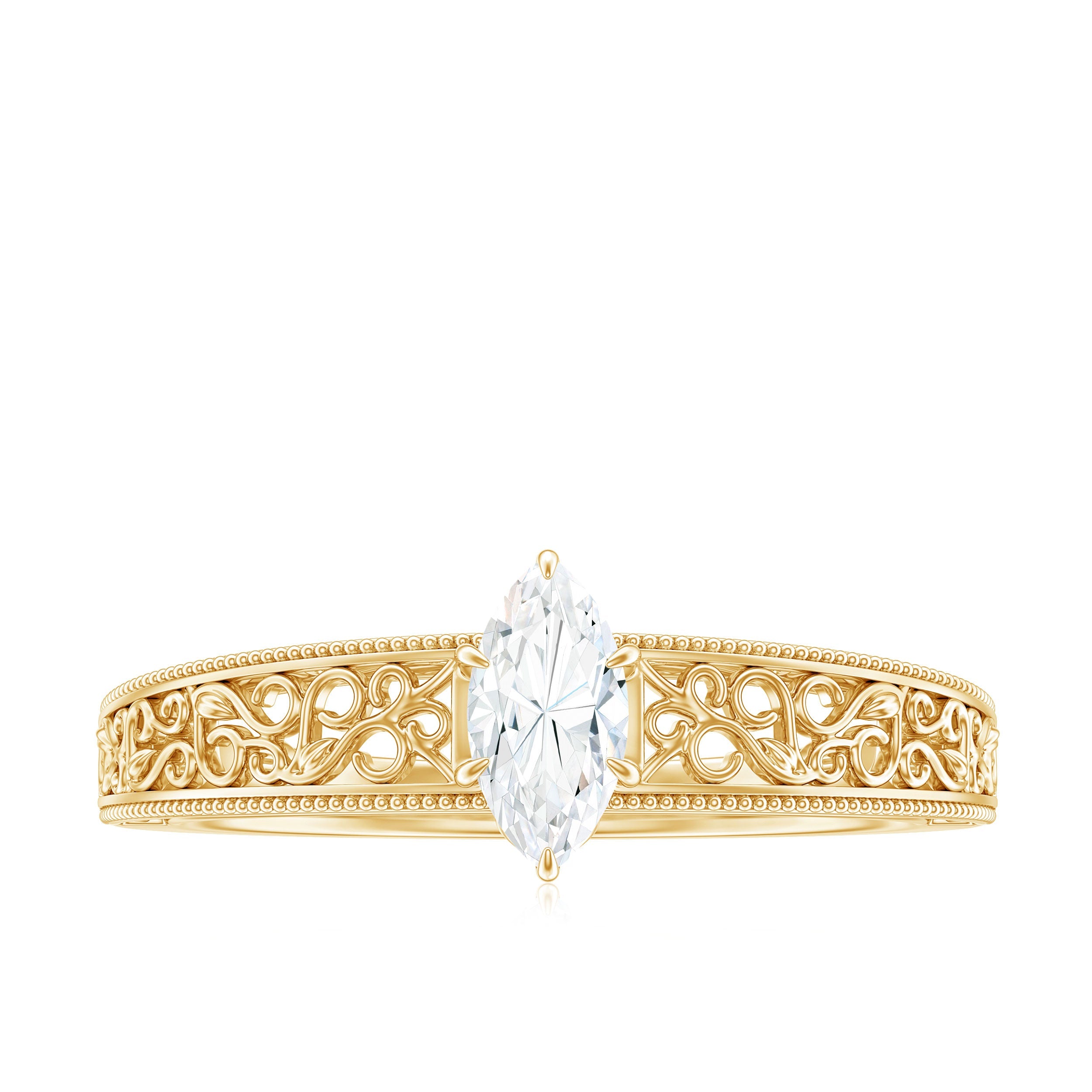 4x8mm Marquise Cut Certified Moissanite Solitaire Engagement Ring
