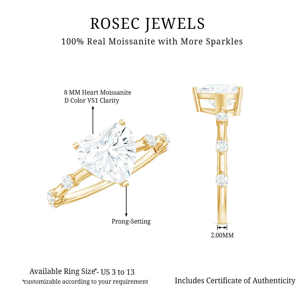 8mm Heart Shaped Moissanite Engagement Ring for Women