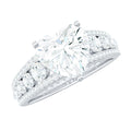 8 mm Heart Moissanite Solitaire Statement Ring With Side Stones