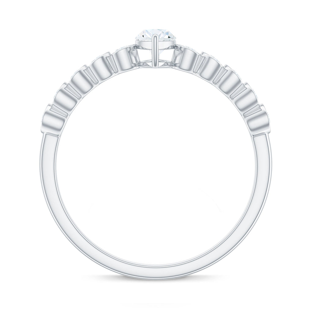 4X8mm Marquise Cut Moissanite Solitaire Engagement Ring with Side Stones