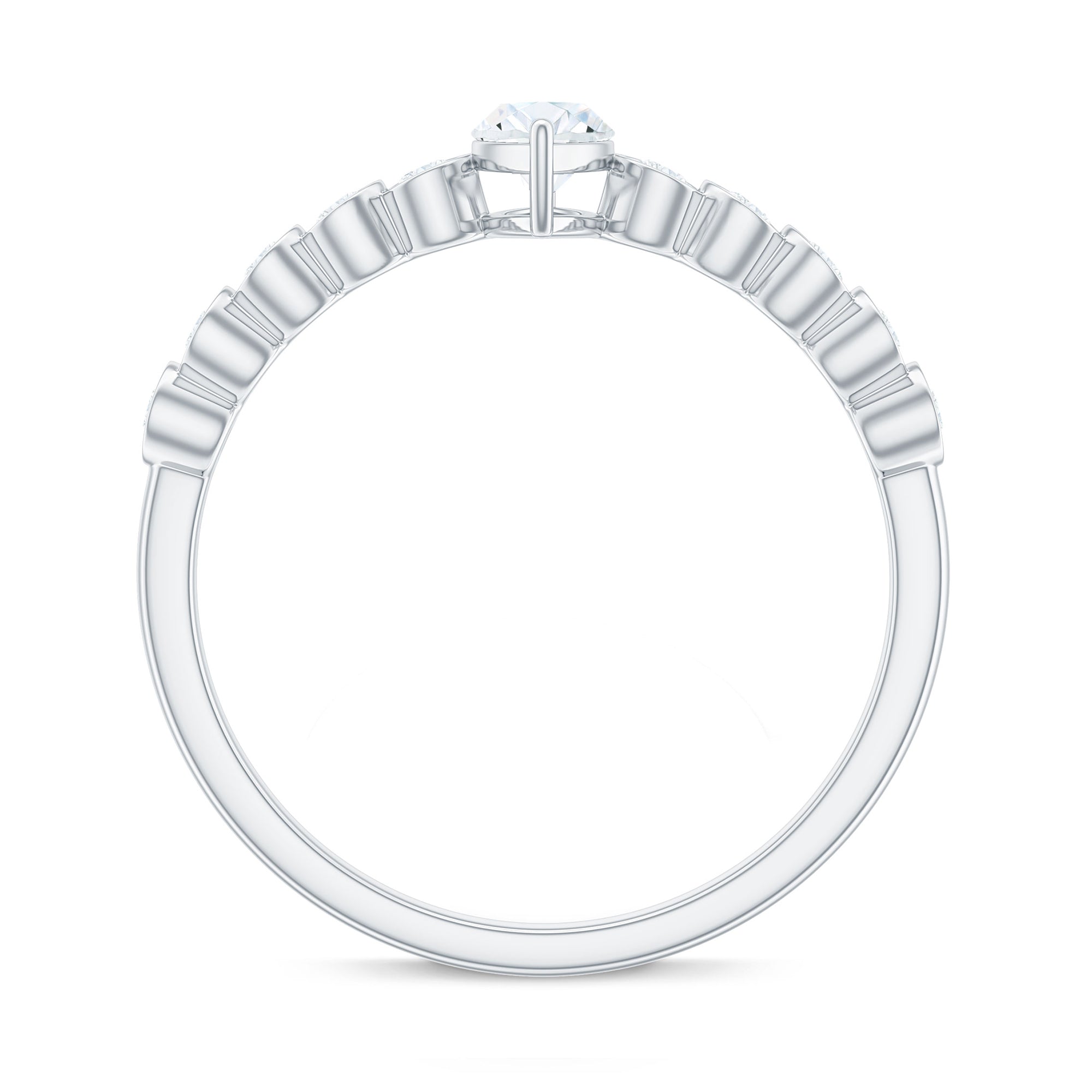 4X8mm Marquise Cut Moissanite Solitaire Engagement Ring with Side Stones