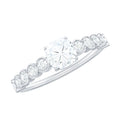 6mm Cushion Cut Moissanite Solitaire Engagement Ring with Side Stones