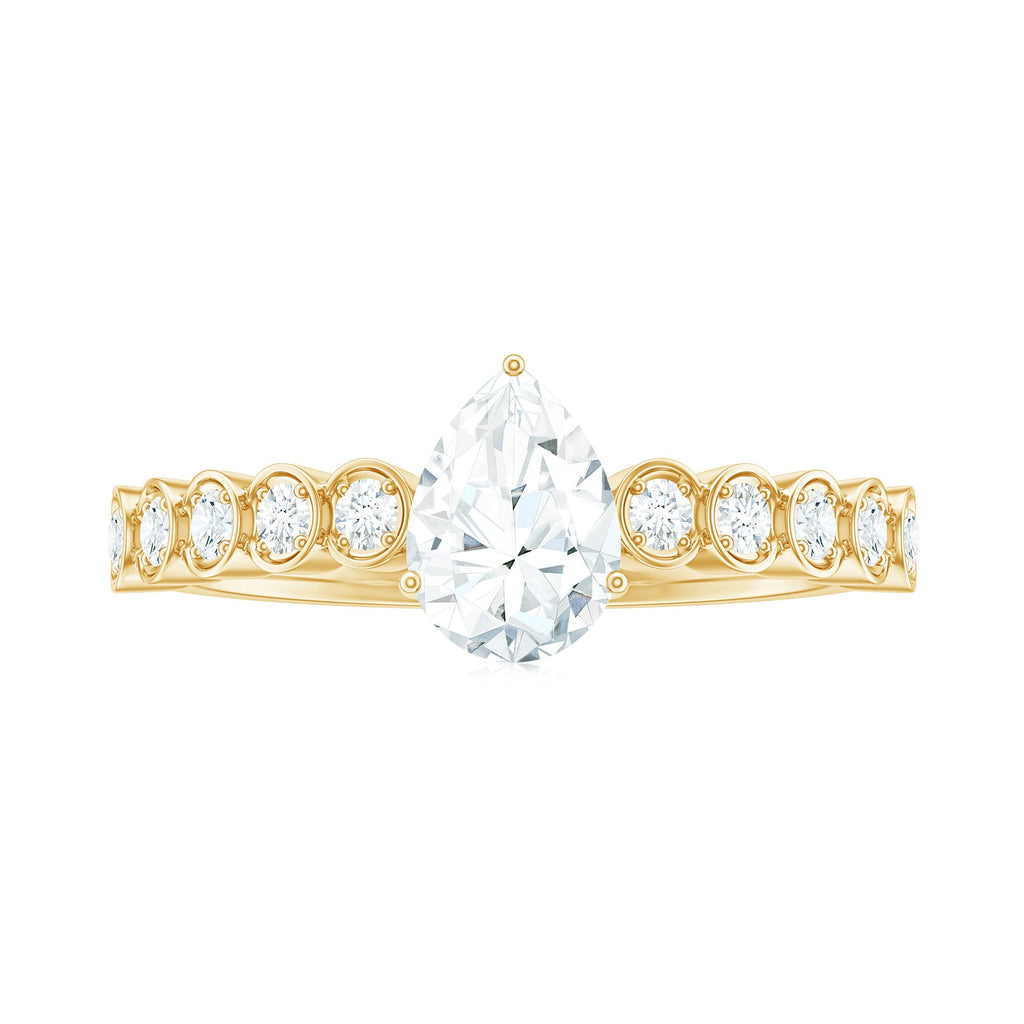 5x7mm Pear Cut Moissanite Teardrop Engagement Ring with Side Stones