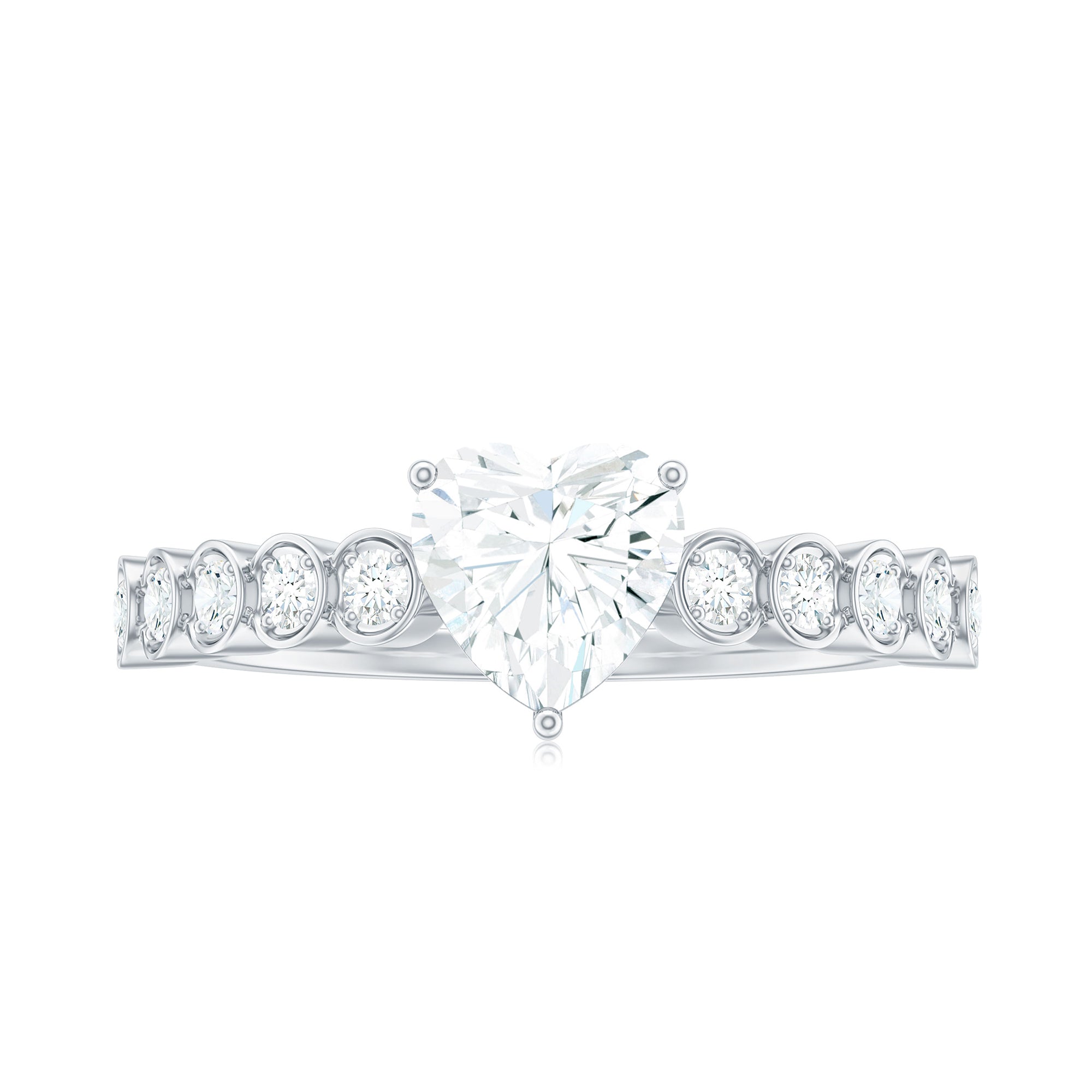 7mm Heart Shape Certified Moissanite Solitaire Engagement Ring