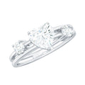 7mm Heart Shape Moissanite Solitaire Double Band Engagement Ring