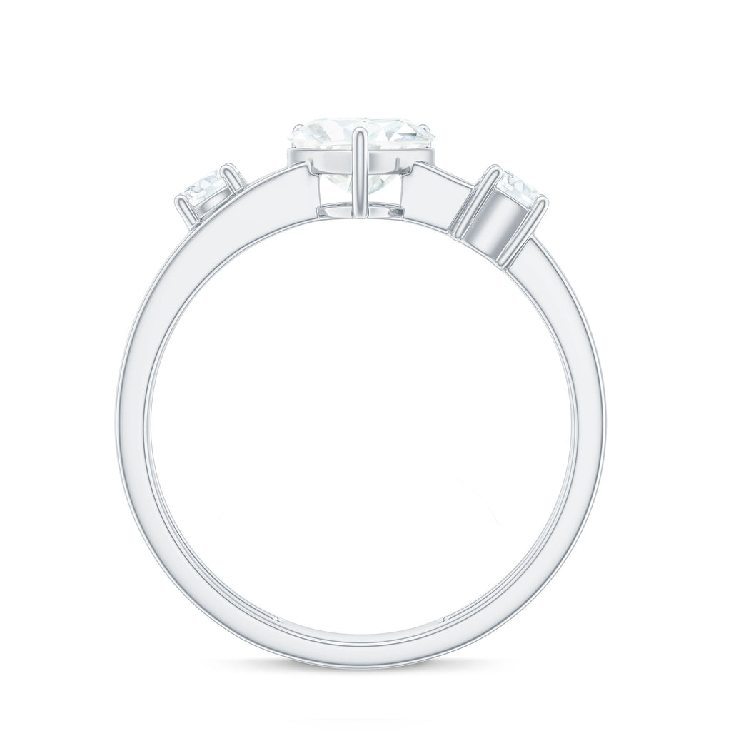 7mm Heart Shape Moissanite Solitaire Double Band Engagement Ring