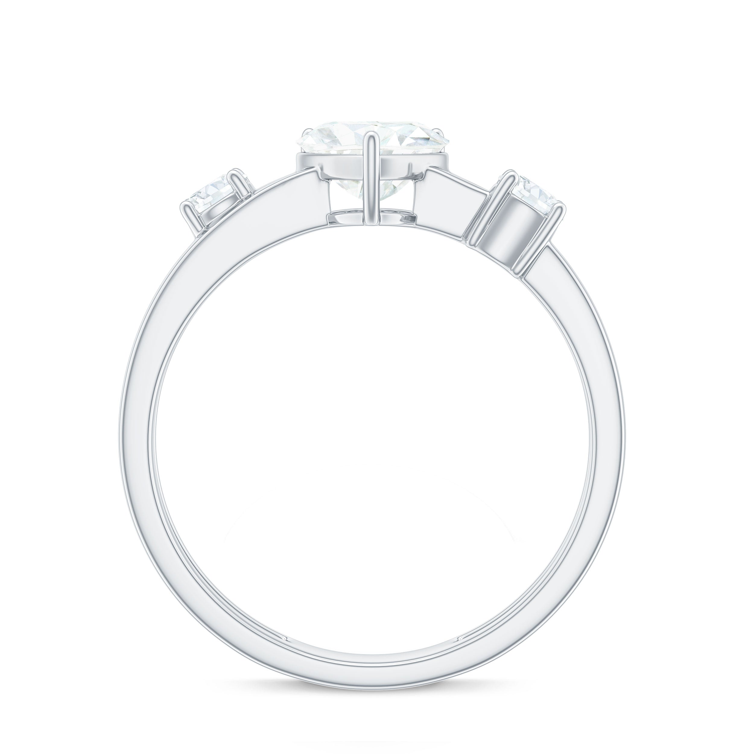 7mm Heart Shape Moissanite Solitaire Double Band Engagement Ring