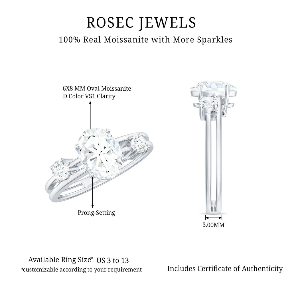 6X8mm Oval Cut Certified Moissanite Solitaire Engagement Ring