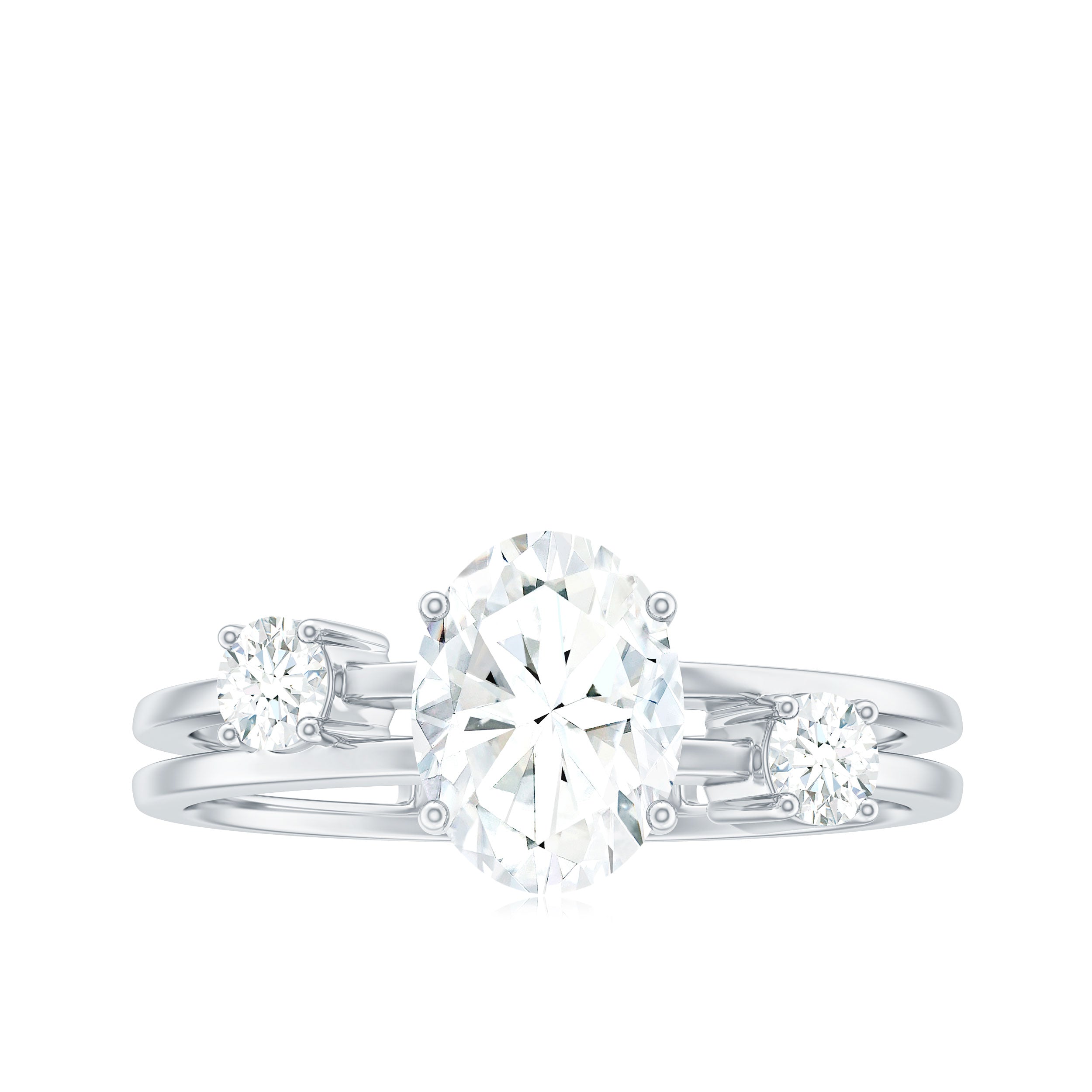 6X8mm Oval Cut Certified Moissanite Solitaire Engagement Ring