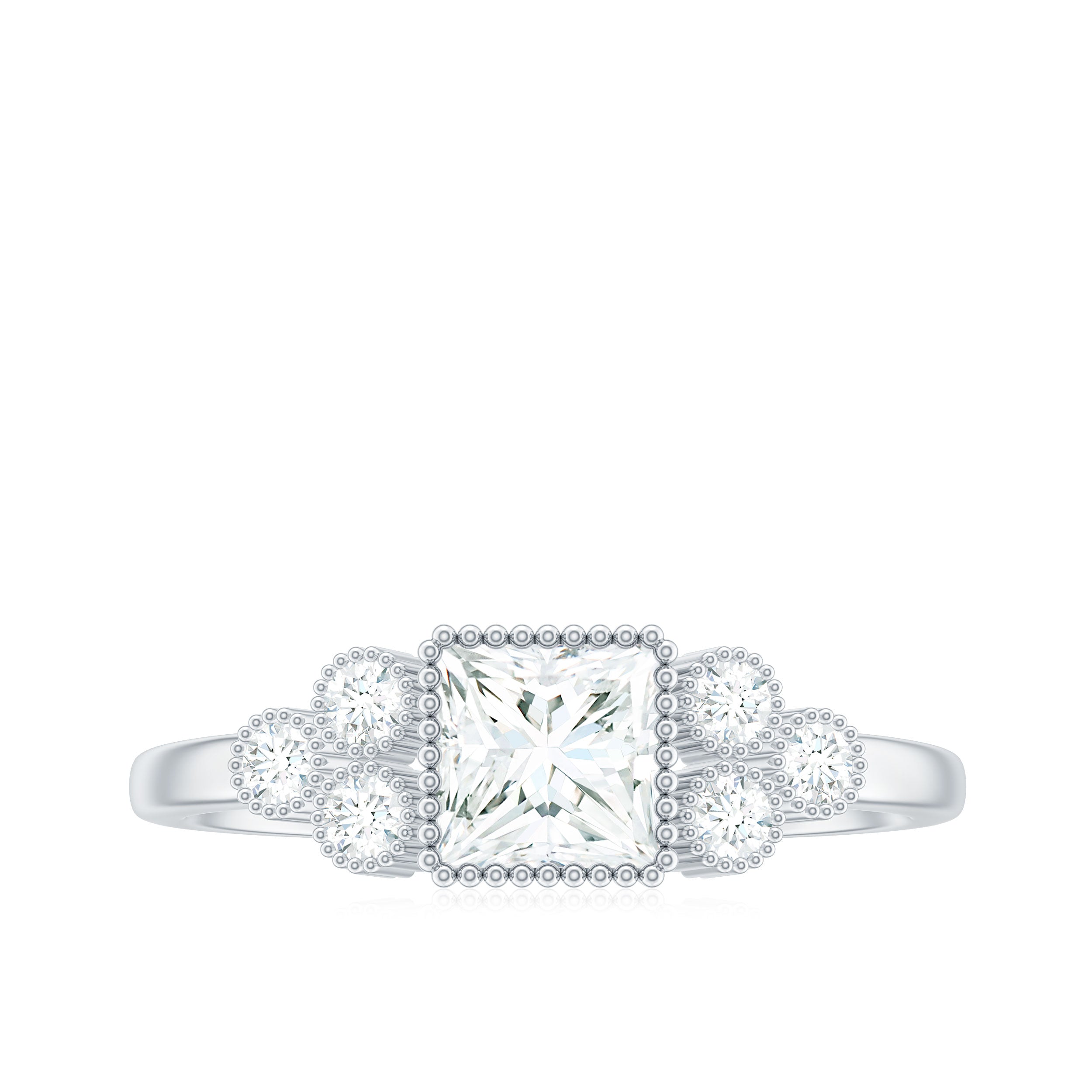 5x5mm Princess Cut Moissanite Classic Solitaire Engagement Ring
