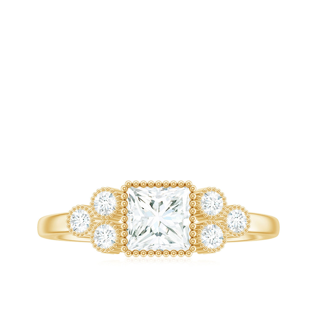 5x5mm Princess Cut Moissanite Classic Solitaire Engagement Ring