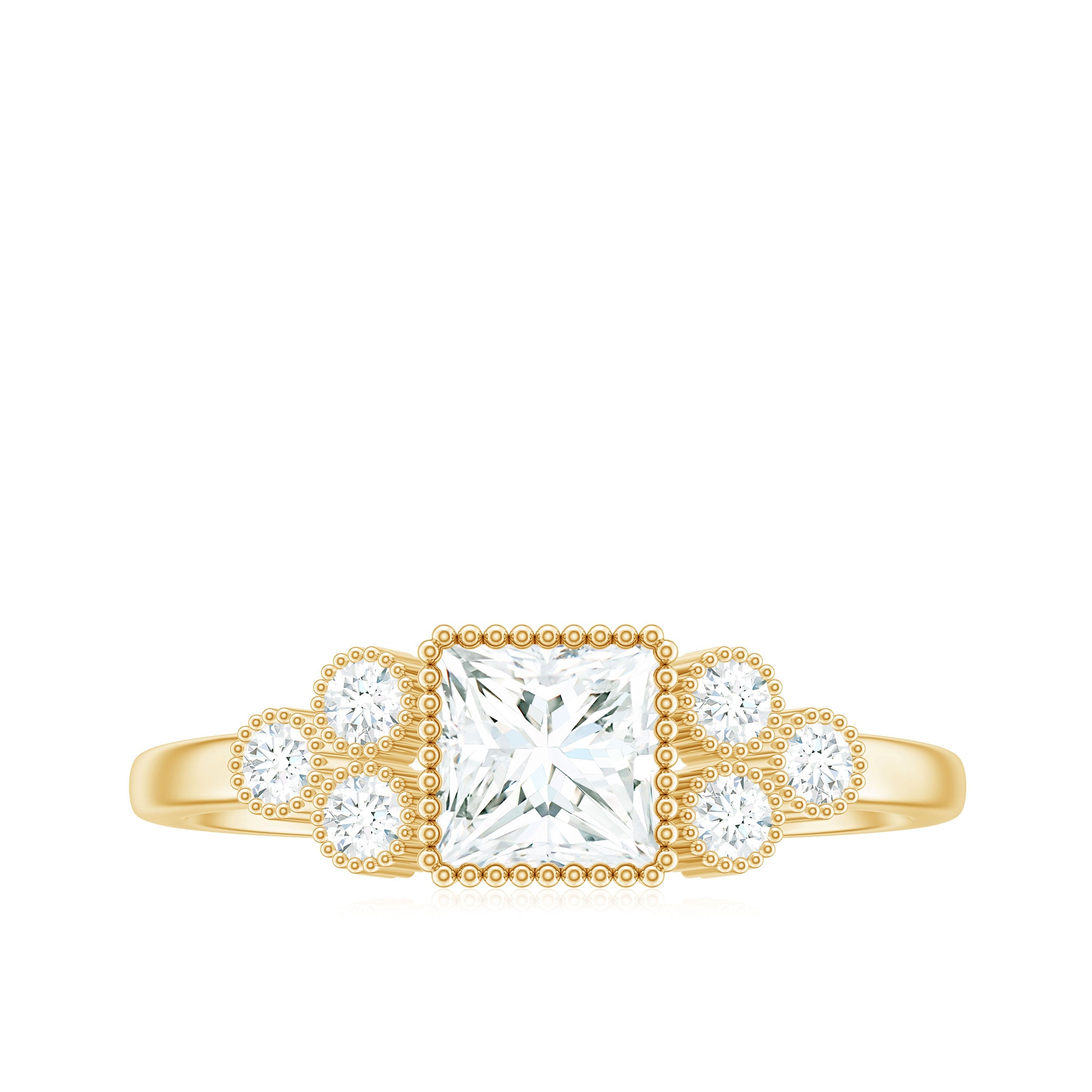 5x5mm Princess Cut Moissanite Classic Solitaire Engagement Ring