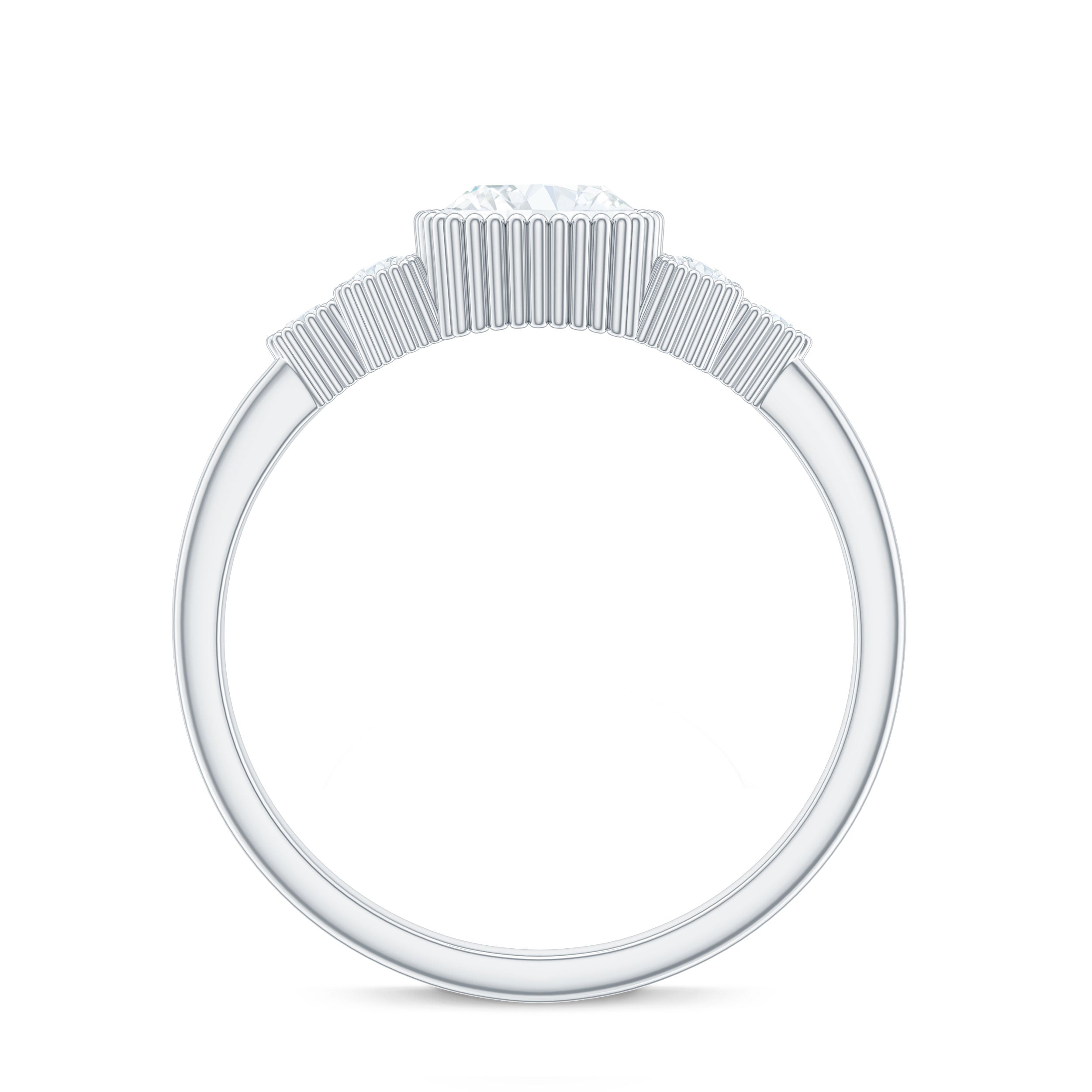 6mm Cushion Cut Moissanite Engagement Ring with Cluster Accent