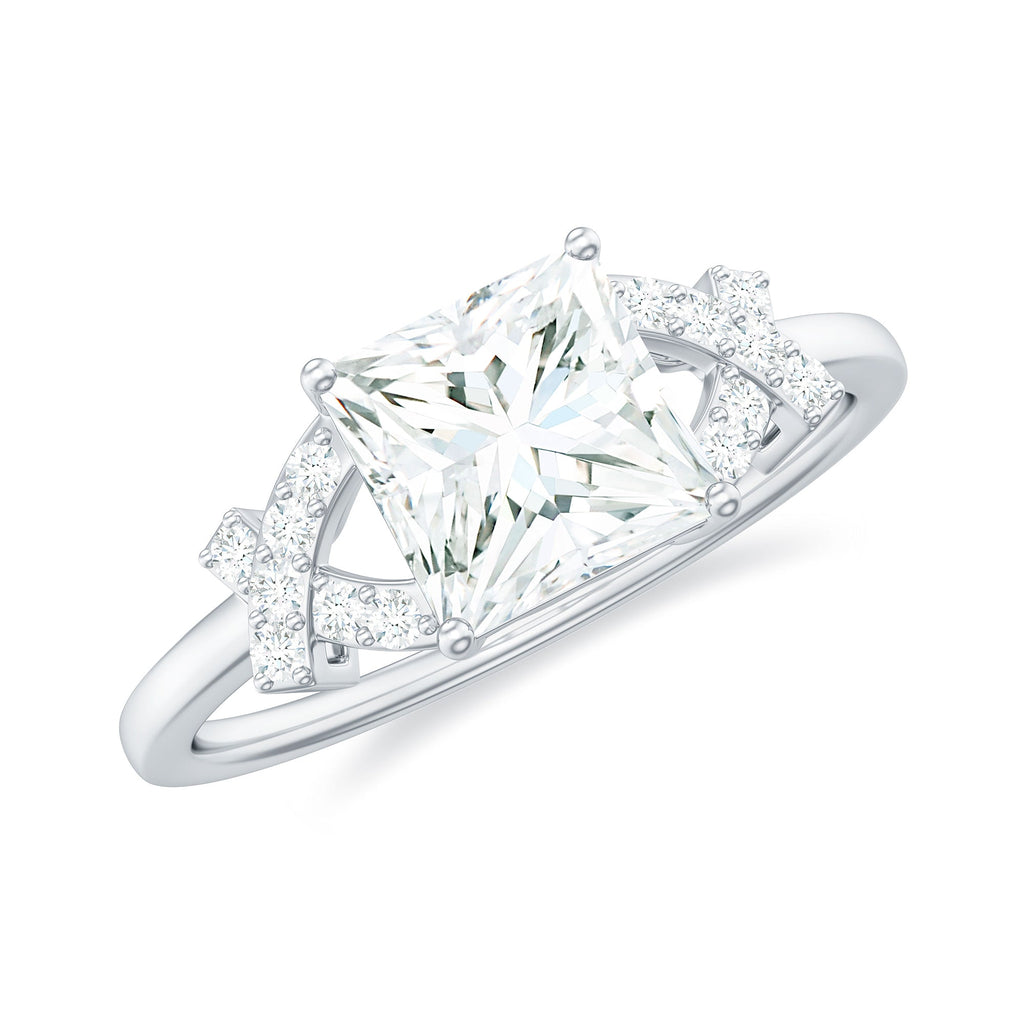 6X8 mm Princess Cut Moissanite Solitaire Engagement Ring